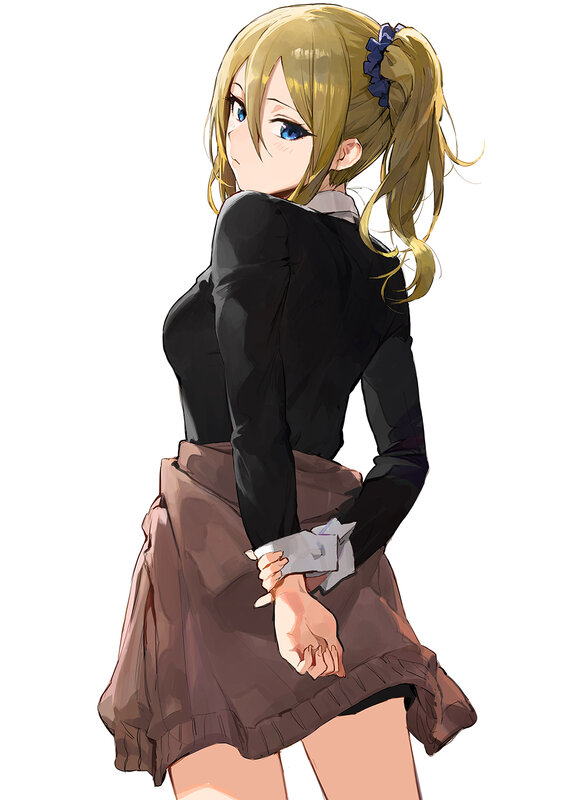 Anime Girl in School Uniform — Black, Neutral, School Uniform, Ponytail
