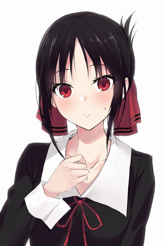 Anime Girl in School Uniform — Black, Neutral, School Uniform, Red Eyes