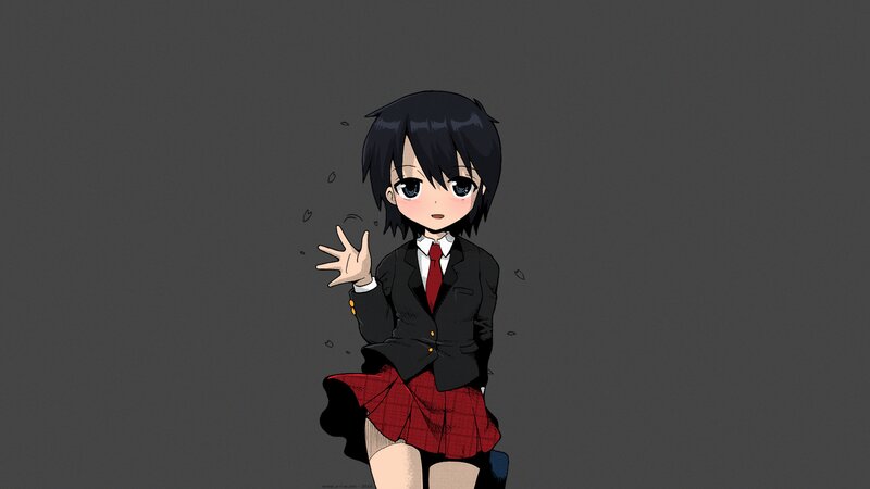 Anime Girl in School Uniform — Black, Neutral, School Uniform, Skirt