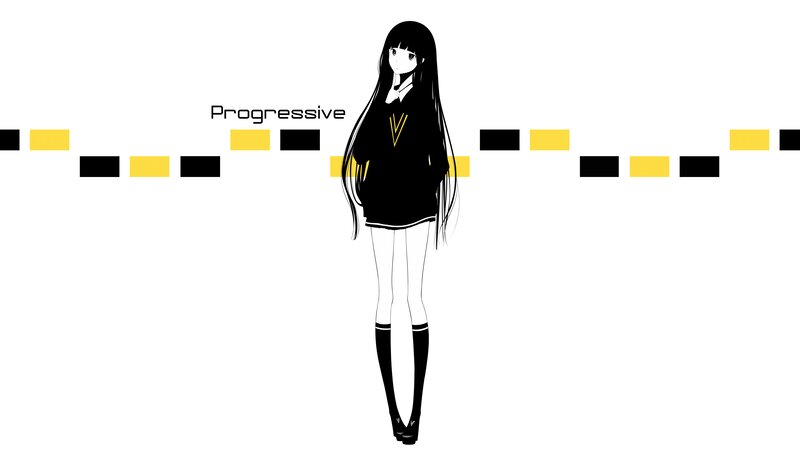 Anime Girl in School Uniform — Black, Neutral, Text