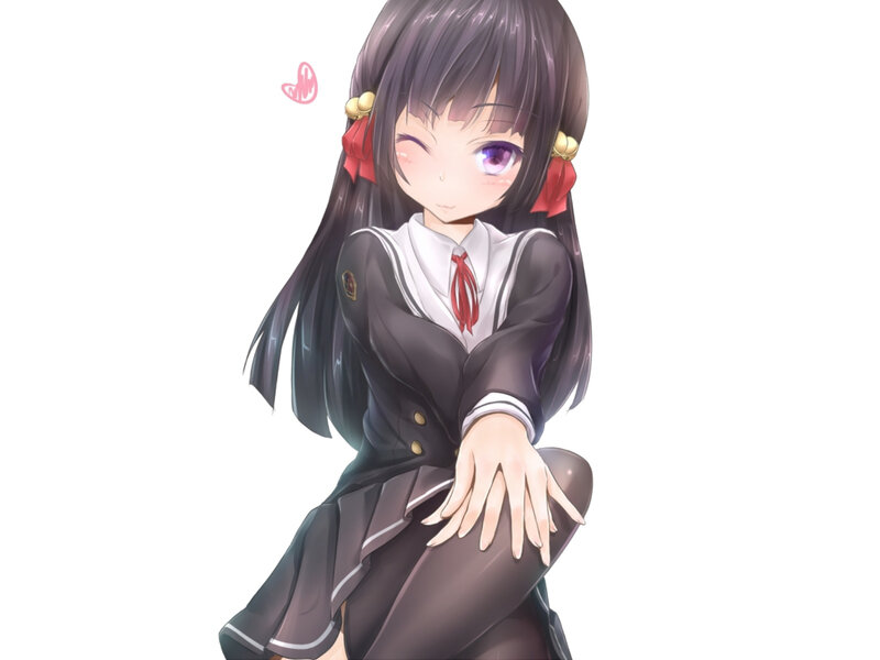 Anime Girl in School Uniform — Black, Playful, School Uniform