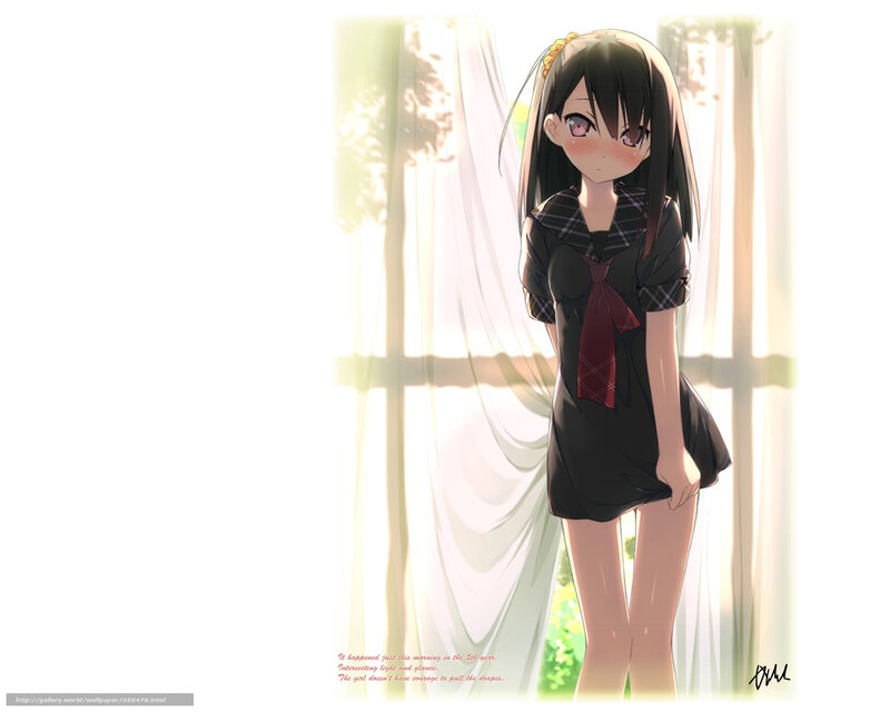 Anime Girl in School Uniform — Black, Serene, Morning