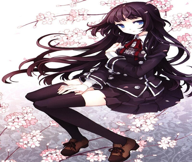 Anime Girl in School Uniform — Black, Serene