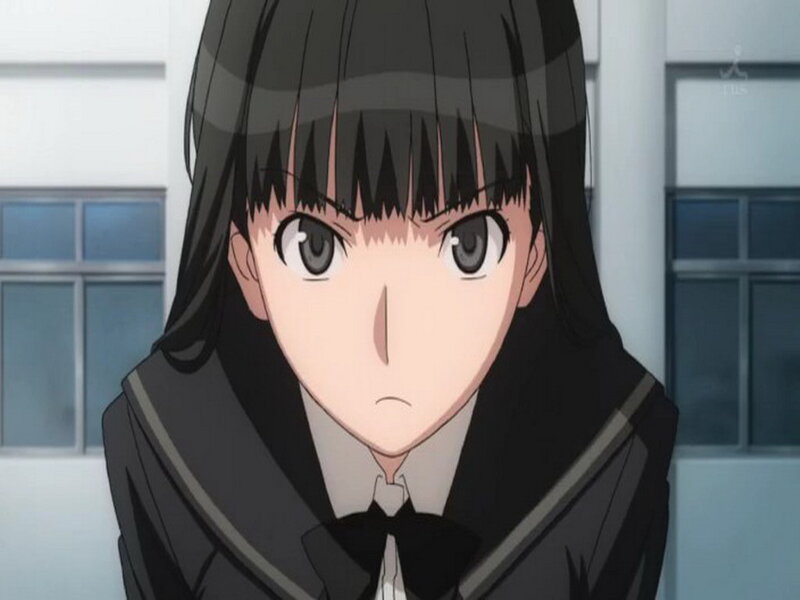 Anime Girl in School Uniform — Black, Serious