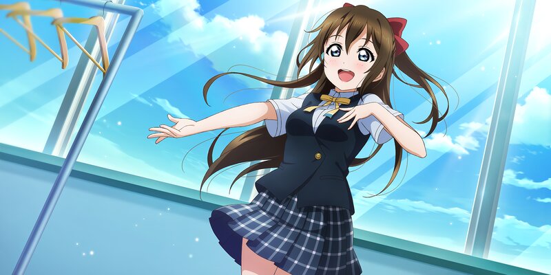 Anime Girl in School Uniform — Blue, Bright, Cheerful, Afternoon, School Uniform