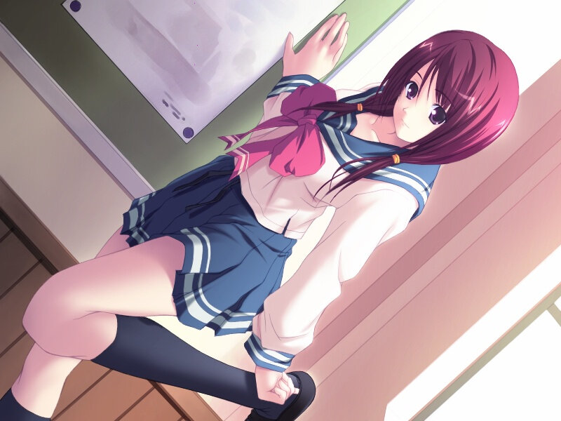 Anime Girl in School Uniform — Blue, Calm, Afternoon, School Uniform