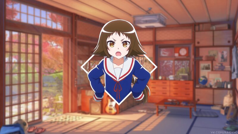 Anime Girl in School Uniform — Blue, Calm, Autumn, School Uniform