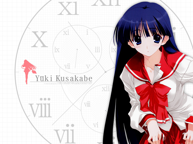 Anime Girl in School Uniform — Blue, Calm, Clock Face