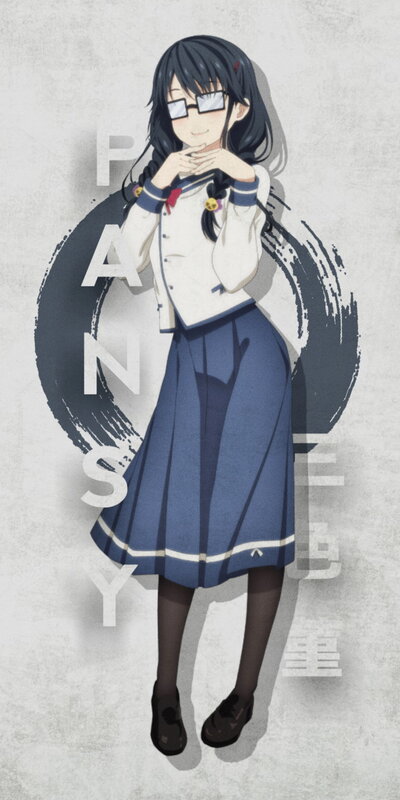 Anime Girl in School Uniform — Blue, Calm, Glasses, School Uniform