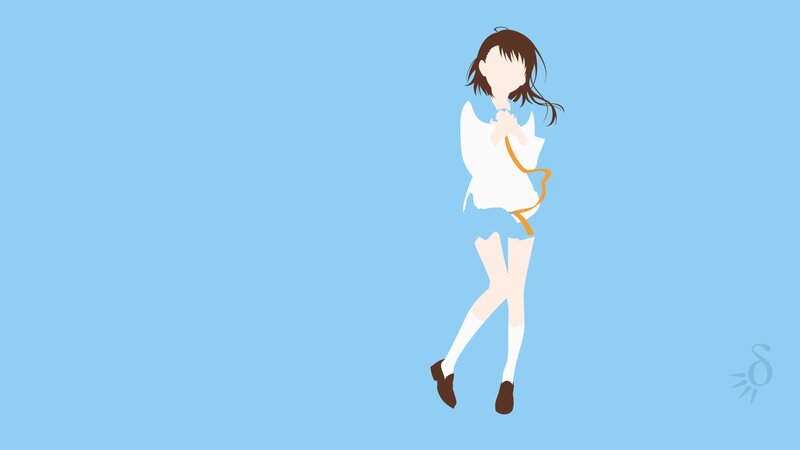 Anime Girl in School Uniform — Blue, Calm, Minimalist, School Uniform