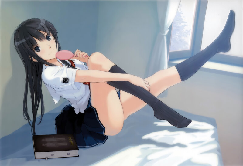 Anime Girl in School Uniform — Blue, Calm, Morning