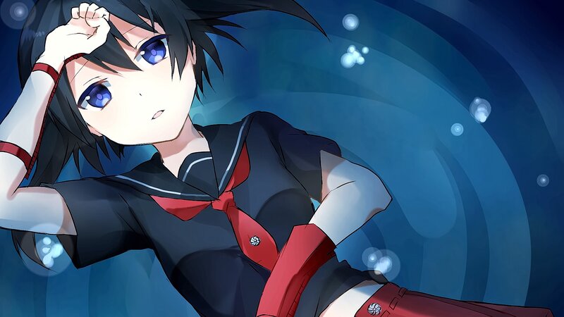 Anime Girl in School Uniform — Blue, Calm, Night, School Uniform, Blue Eyes