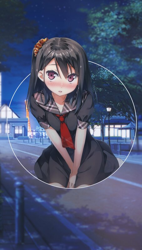Anime Girl in School Uniform — Blue, Calm, Night, School Uniform, Trees