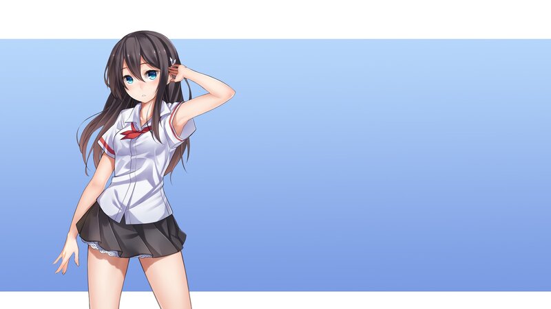 Anime Girl in School Uniform — Blue, Calm, School Uniform, Blue Eyes