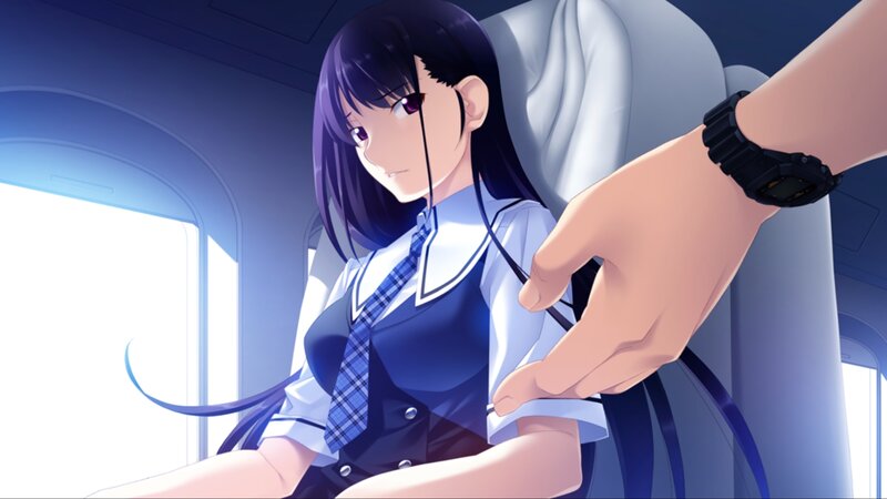 Anime Girl in School Uniform — Blue, Calm, School Uniform, Hand