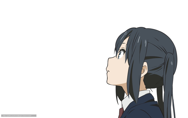 Anime Girl in School Uniform — Blue, Calm, School Uniform, Ponytail