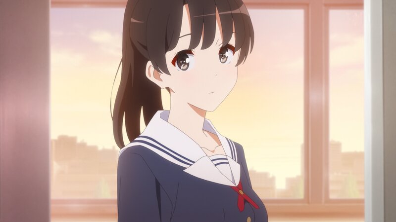 Anime Girl in School Uniform — Blue, Calm, Sunset, School Uniform, Window