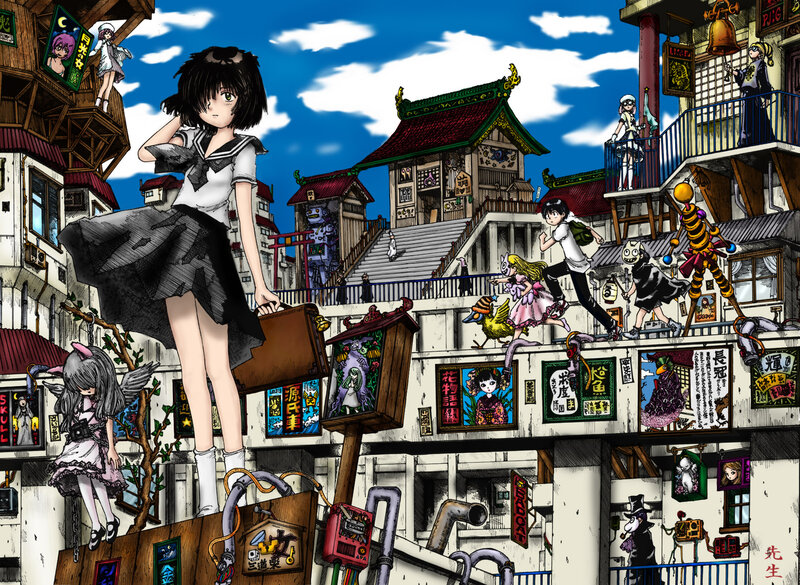 Anime Girl in School Uniform — Blue, Chaotic