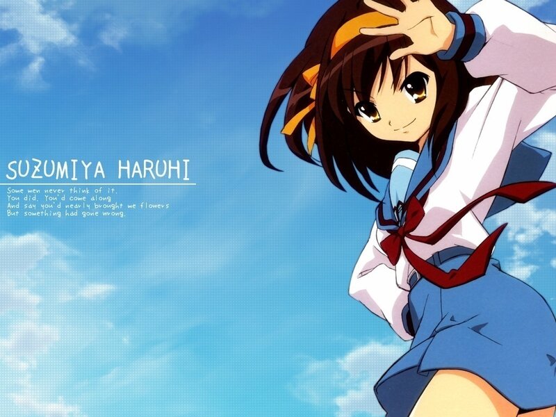Anime Girl in School Uniform — Blue, Cheerful, Afternoon, School Uniform