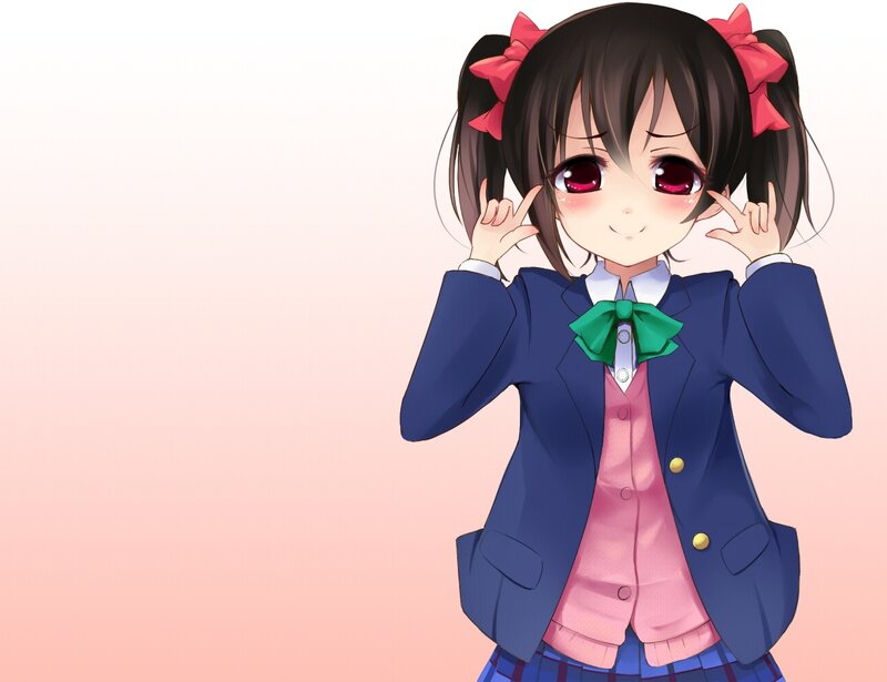 Anime Girl in School Uniform — Blue, Cheerful, Pigtails