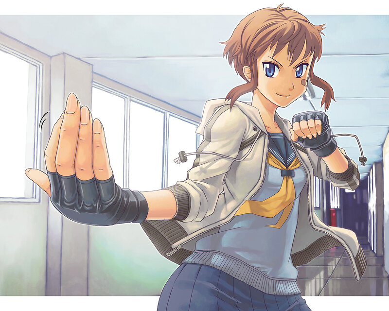 Anime Girl in School Uniform — Blue, Determined