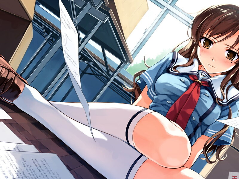Anime Girl in School Uniform — Blue, Dramatic, Afternoon, Manga, School Uniform