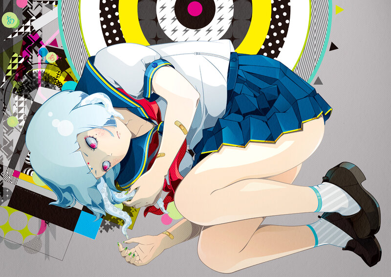 Anime Girl in School Uniform — Blue, Dramatic, Digital Art