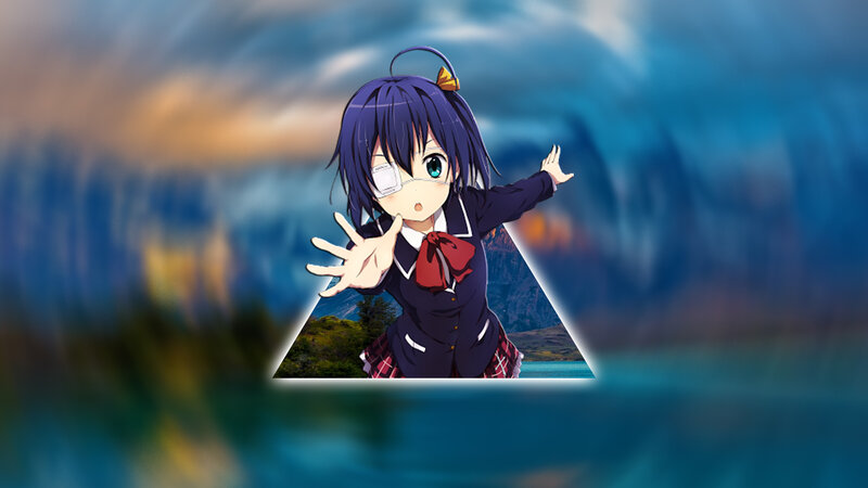 Anime Girl in School Uniform — Blue, Dramatic, Sunset, School Uniform, Eyepatch