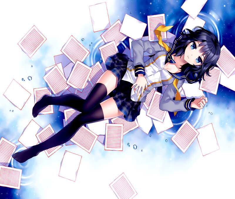 Anime Girl in School Uniform — Blue, Dreamy, School Uniform