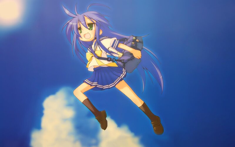 Anime Girl in School Uniform — Blue, Dynamic, Afternoon, School Uniform