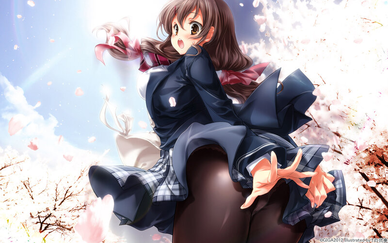 Anime Girl in School Uniform — Blue, Dynamic, Spring