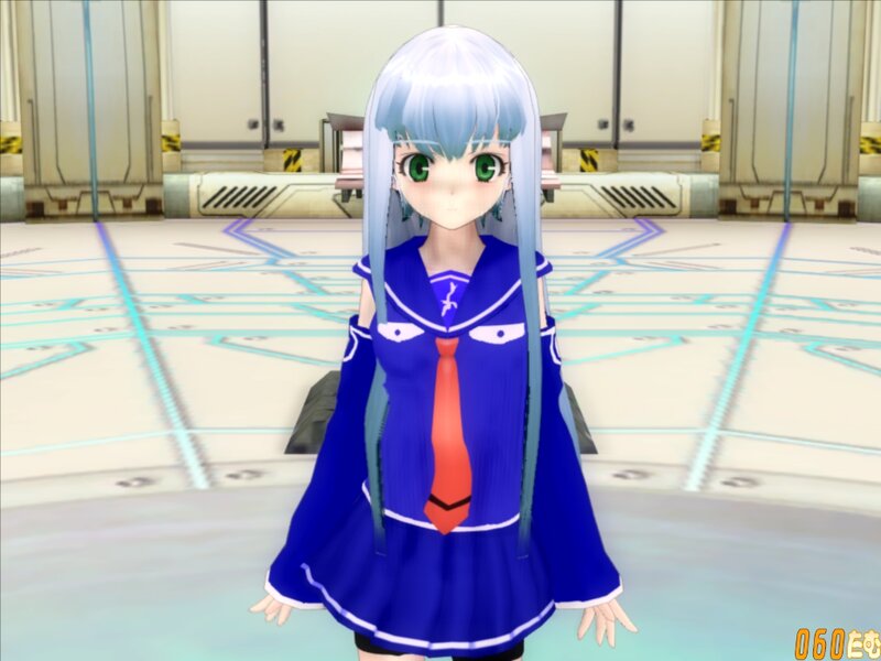 Anime Girl in School Uniform — Blue, Neutral, 3d Render