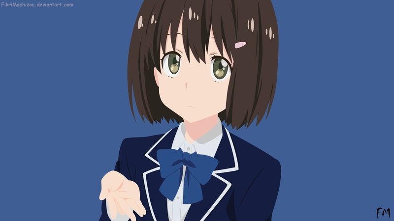 Anime Girl in School Uniform — Blue, Neutral, School Uniform, Bow Tie