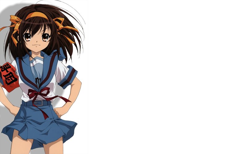 Anime Girl in School Uniform — Blue, Neutral, School Uniform, Headband, Sash