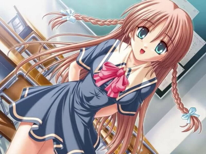 Anime Girl in School Uniform — Blue, Playful, Morning