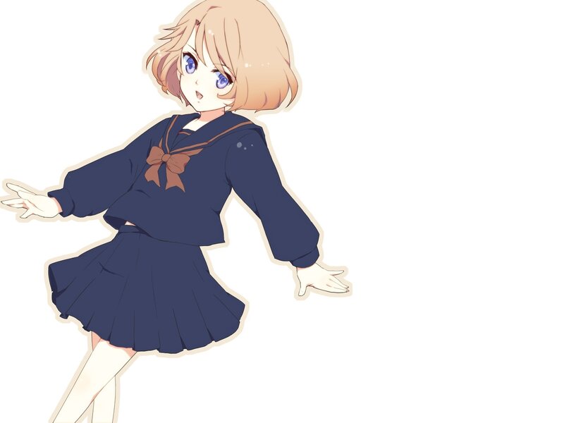 Anime Girl in School Uniform — Blue, Playful, School Uniform, Blue Eyes