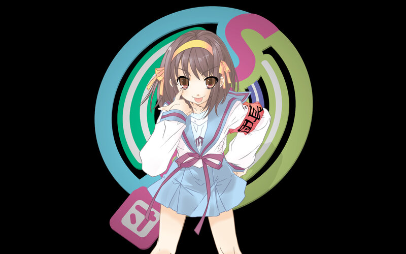 Anime Girl in School Uniform — Blue, Playful, School Uniform, Headband