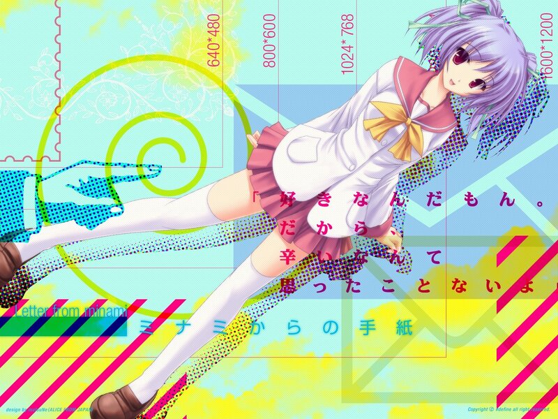 Anime Girl in School Uniform — Blue, Playful, School Uniform, Text, Digital Art