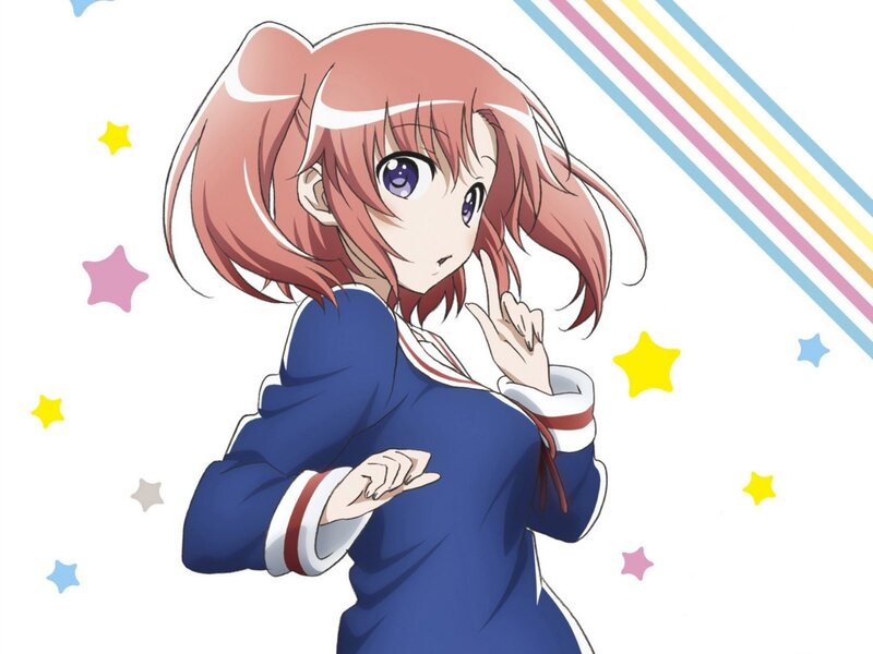 Anime Girl in School Uniform — Blue, Playful, Stars