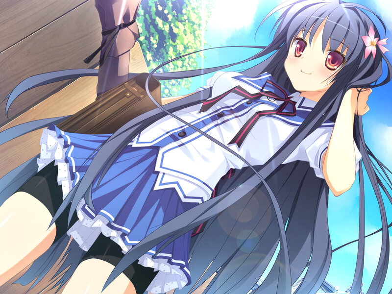 Anime Girl in School Uniform — Blue, Serene, Afternoon, School Uniform
