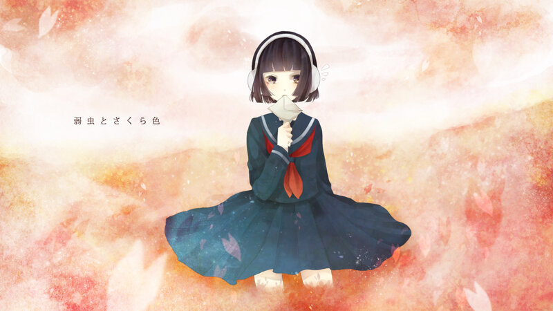 Anime Girl in School Uniform — Blue, Serene, Autumn