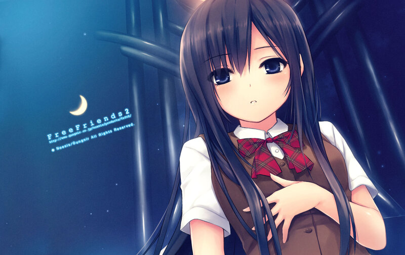 Anime Girl in School Uniform — Blue, Serene, Night, School Uniform