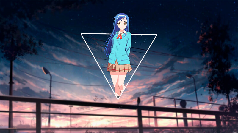 Anime Girl in School Uniform — Blue, Serene, Sunset, School Uniform, Sky