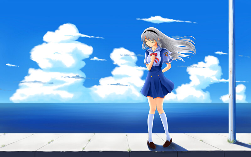 Anime Girl in School Uniform — Blue, Serene
