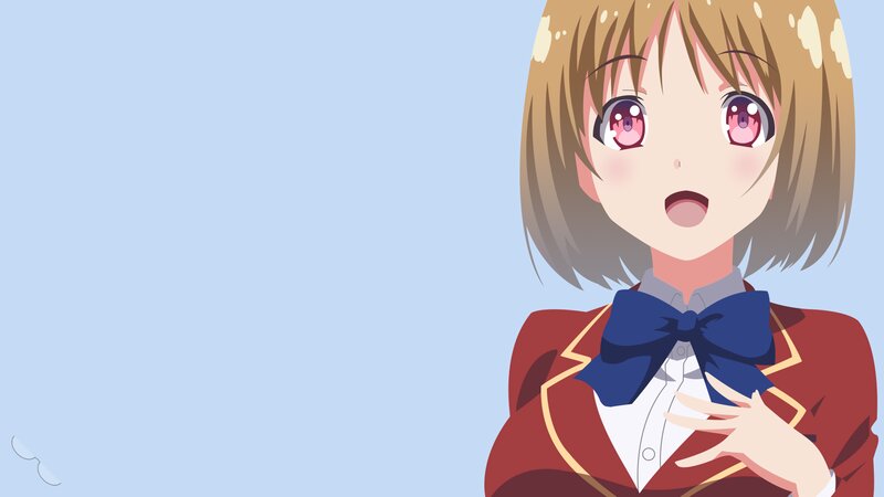 Anime Girl in School Uniform — Blue, Surprised, School Uniform, Bow Tie