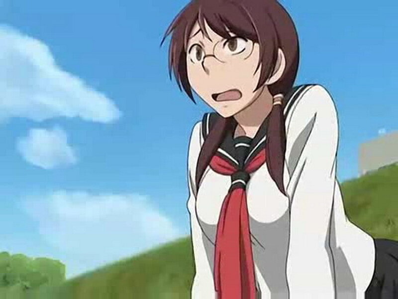 Anime Girl in School Uniform — Blue, Surprised