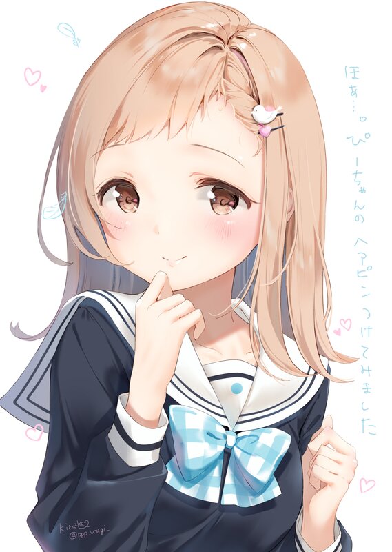 Anime Girl in School Uniform — Blue, Sweet, Digital Art