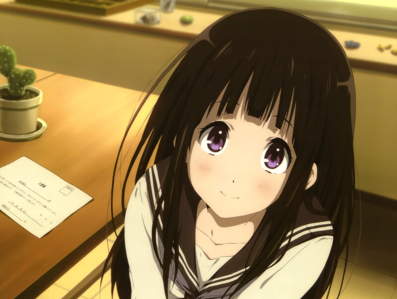 Anime Girl in School Uniform — Brown, Calm, Afternoon, Desk