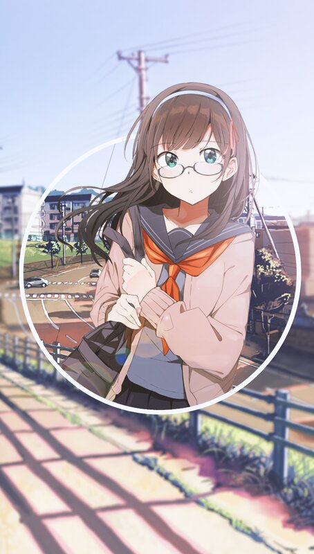Anime Girl in School Uniform — Brown, Calm, Afternoon, Glasses