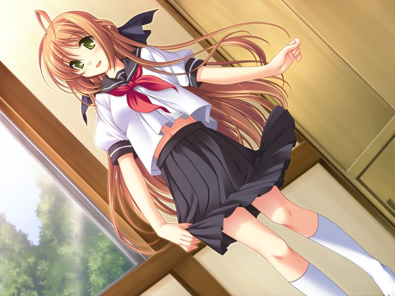 Anime Girl in School Uniform — Brown, Calm, Afternoon, School Uniform